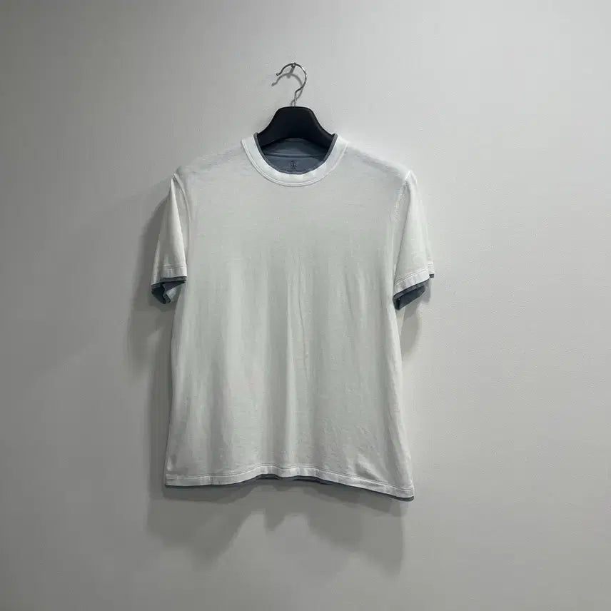 [BUNJANG] Brunello Cucinelli Cotton Crew Neck Layered Short Sleeve T-Shirt Size 50 / [새상품급/50]브루멜로쿠치넬리 코튼 쿠르넥 레이어드 반팔