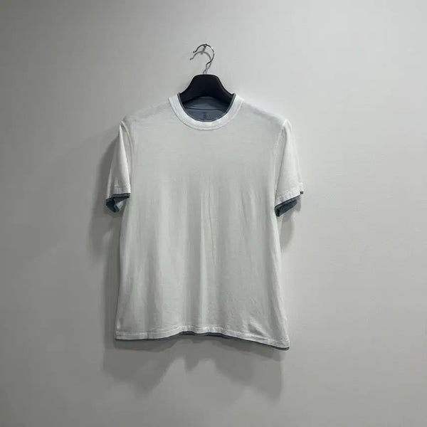 [BUNJANG] Brunello Cucinelli Cotton Crew Neck Layered Short Sleeve T-Shirt Size 50 / [새상품급/50]브루멜로쿠치넬리 코튼 쿠르넥 레이어드 반팔