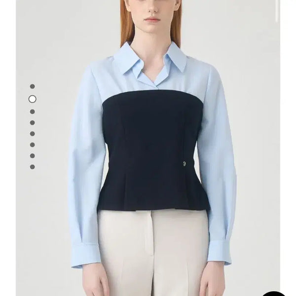 [BUNJANG] LINE EDITION Color-block Shirt Blouse / 라인어디션 배색 셔츠 블라우스