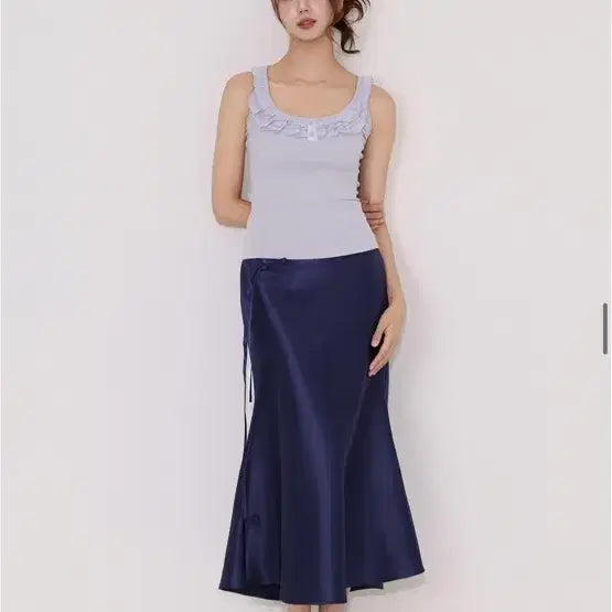 [BUNJANG] Shin Seoul Yangdan Mermaid Long Skirt (Navy) / [새상품] 신서울 양단 머메이드 롱스커트 생활한복 네이비