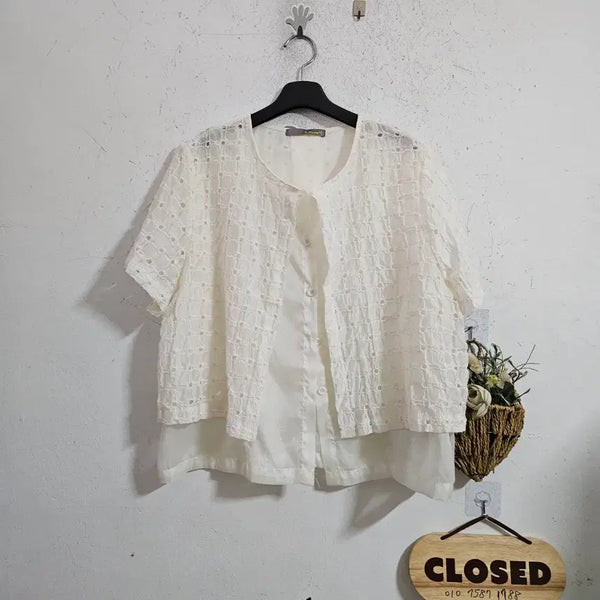 [BUNJANG] White Lace Blouse / 화이트 레이스 블라우스