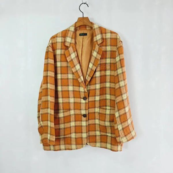 [BUNJANG] Stile Benetton Orange Check Single Jacket Women's / [STILE BENETTON] 베네통 오렌지 체크 싱글 자켓 여성 4