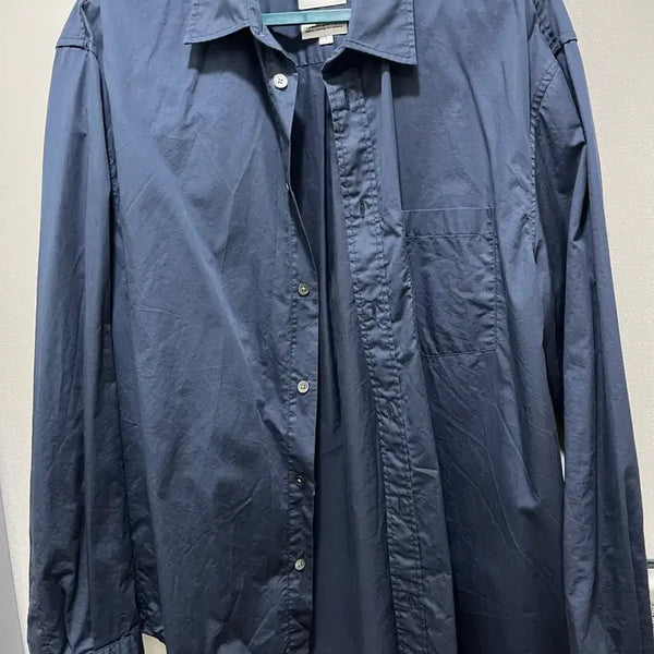 [BUNJANG] Gonak Glitch Satin Shirt Navy / 고낙 글리치 셔츠 사틴 네이비 1
