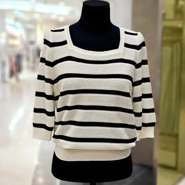 [BUNJANG] She's Miss Square Neck Stripe Summer Knit / (25년구매) 쉬즈미스 스퀘어넥 스트라이프 여름 니트