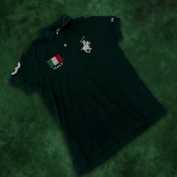[BUNJANG] Polo Ralph Lauren Italy Patch Short Sleeve Polo Shirt - Dark Green / 폴로 이탈리아 반팔 카라티 | 다크그린