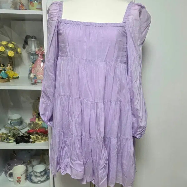[BUNJANG] Alice + Olivia Baby Doll Purple Silk Dress / Alice + Olivia 앨리스 올리비아 베이비돌 보라 실크 원피스
