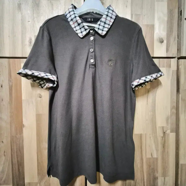 [BUNJANG] Daks Check Collar Short Sleeve Polo T-Shirt / 택포)닥스 체크 카라 반팔 카라티90