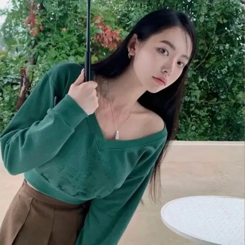 [BUNJANG] F Ade Pigment Crop Sweatshirt Green / 페일제이드 피그먼트 크롭 맨투맨 그린