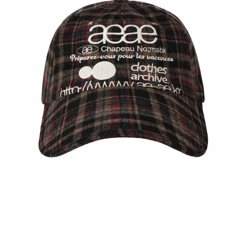 [BUNJANG] AEAE Web Logo Wool Check Cap Brown / aeae 웹 로고 울 체크 캡 브라운
