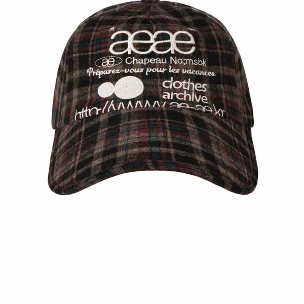 [BUNJANG] AEAE Web Logo Wool Check Cap Brown / aeae 웹 로고 울 체크 캡 브라운