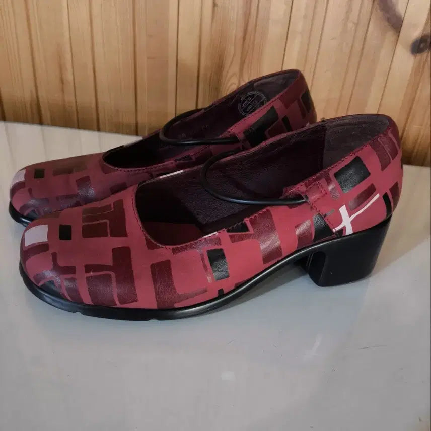 [BUNJANG] Red Leather Colorblock Heeled Pumps (5cm) / 36 230mm 캠퍼 컬러블록 레드가죽 힐 펌프스 5cm