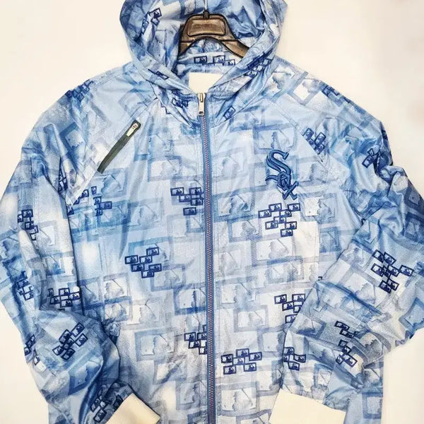 [BUNJANG] MLB Blue Pattern Windbreaker Jacket / MLB 블루 패턴 바람막이