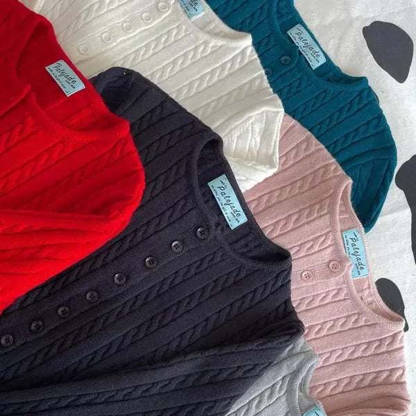 [BUNJANG] Faded Jade Twist Knit Cardigan Red / 페일제이드 트위스트 니트 가디건 레드