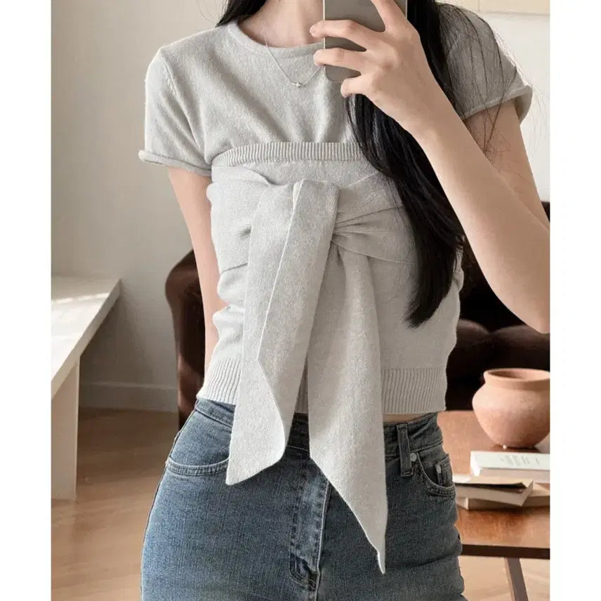[BUNJANG] UUR Tide Knit/Top Set Minty Sheer Grey / UUR 유유알 [2p_set] 타이드 니트/탑 세트 [민티쉬그레이]