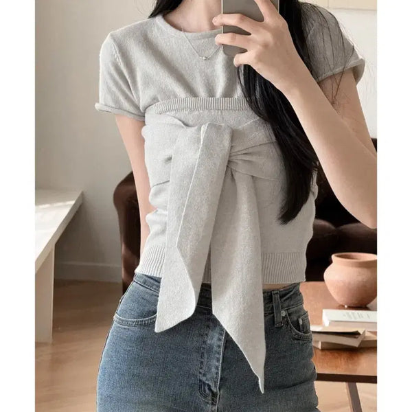 [BUNJANG] UUR Tide Knit/Top Set Minty Sheer Grey / UUR 유유알 [2p_set] 타이드 니트/탑 세트 [민티쉬그레이]