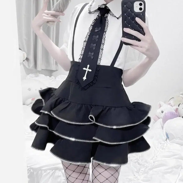 [BUNJANG] MAZZ Zip Frill Skirt / 마즈 ZIP 프릴 스카판 스커트 양산형지뢰계디마럽리즈리사로지타피움시허니