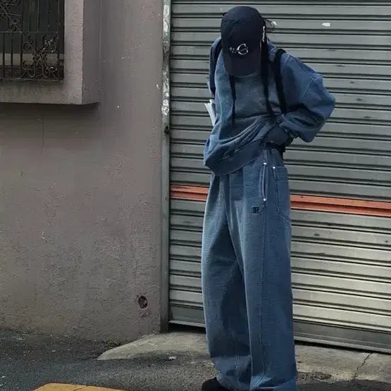 [BUNJANG] Triming Bird Denim Sweat Setup / 트리밍버드 데님 스웻 셋업