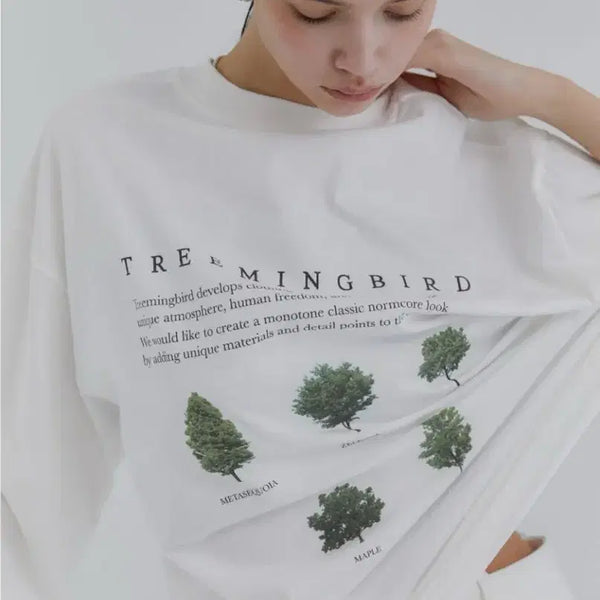 [BUNJANG] Trimming Bird Tree Oversized Long Sleeve T-Shirt / 트리밍버드 트리 오버핏 롱슬리브 티셔츠