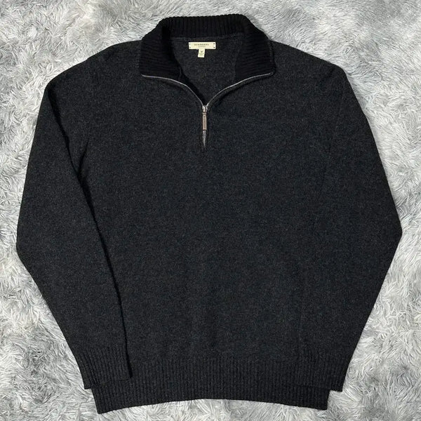 [BUNJANG] Burberry Merino Wool Half-Zip Knit - Size M / 버버리 메리노울 하프집업 니트 정품