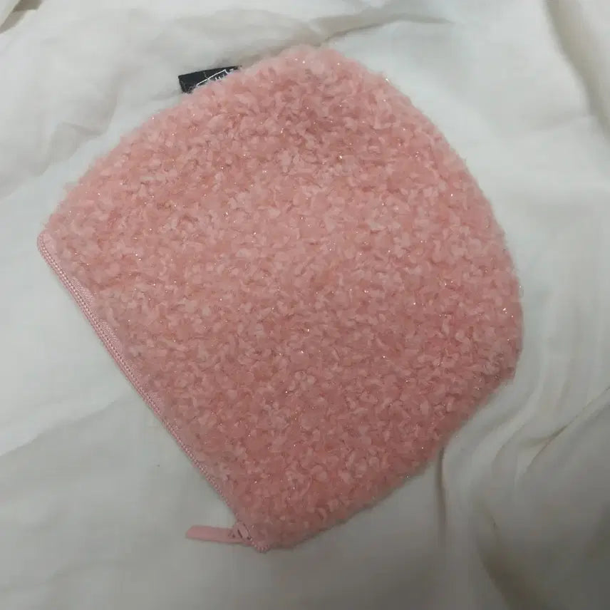 [BUNJANG] 3CE Glitter Fleece Pouch Coin Wallet / 3ce 반짝이 뽀글이 코랄 핑크 파우치 동전 지갑