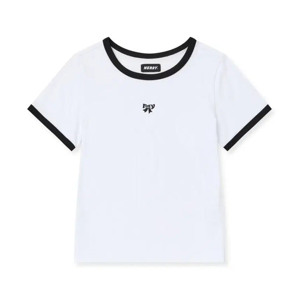 [BUNJANG] Nerdy Ringer Short Sleeve T-Shirt White / 널디 링거 반팔티 화이트