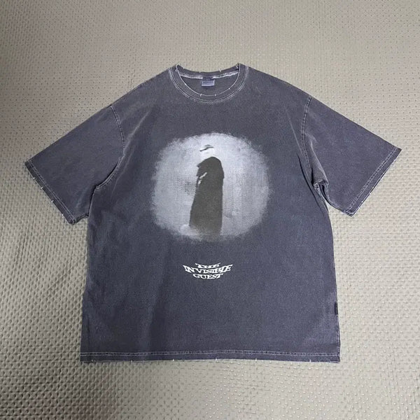 [BUNJANG] Nonfloor Destroyed Invisible Guest T-Shirt Navy M / 논플로어 디스트로이드 인비져블 게스트 티셔츠 네이비 M