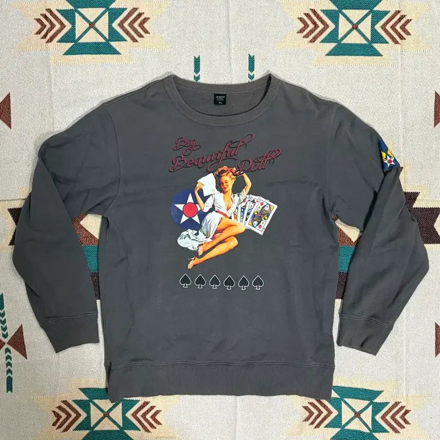 [BUNJANG] Avirex Pin-Up Girl Graphic Sweatshirt / 아비렉스 Big Beautiful Doll 핀업걸 맨투맨