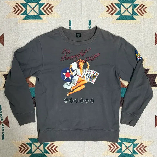 [BUNJANG] Avirex Pin-Up Girl Graphic Sweatshirt / 아비렉스 Big Beautiful Doll 핀업걸 맨투맨