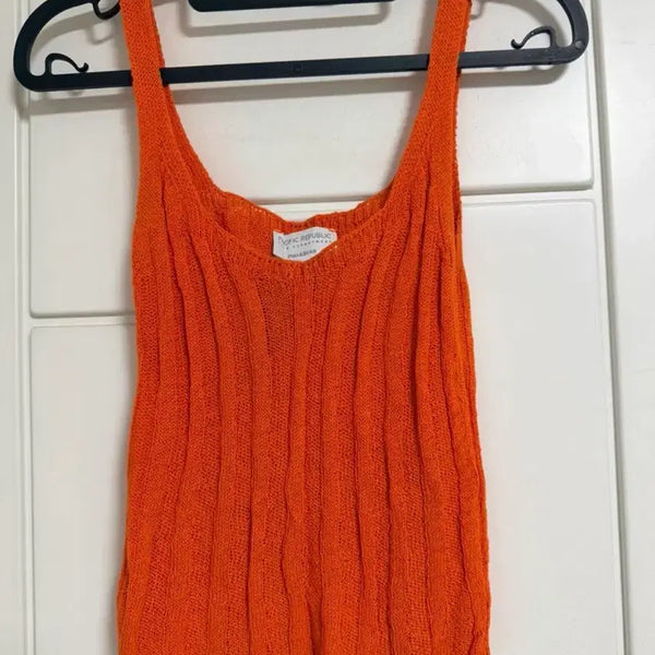 [BUNJANG] Pull&Bear Orange Knit Tank Top / 풀앤베어 오렌지 니트 나시