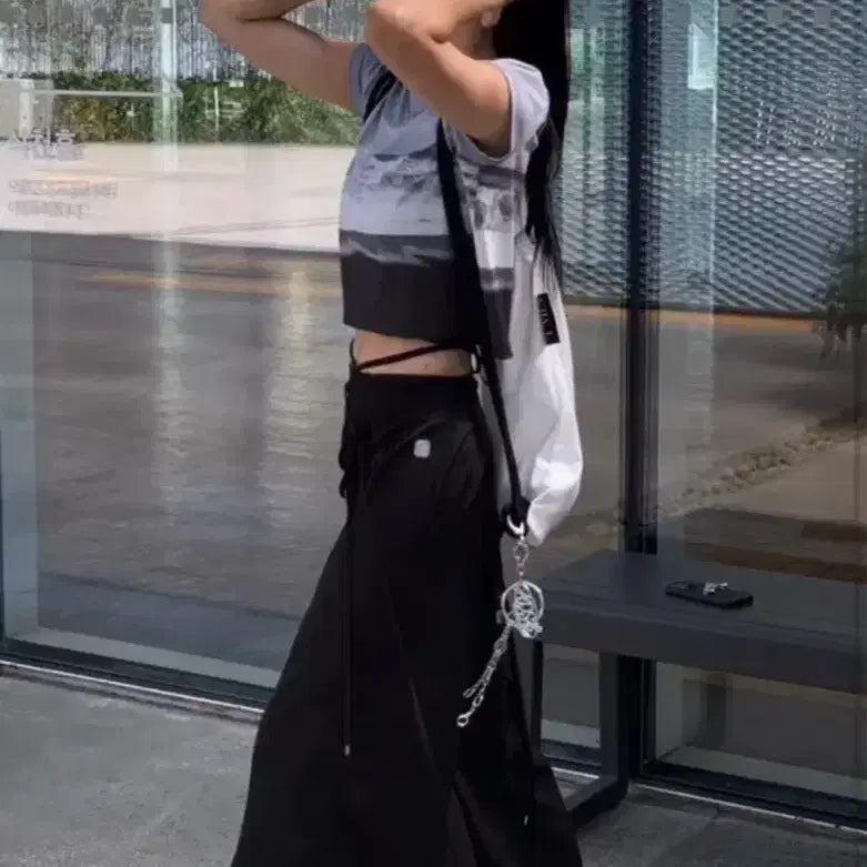 [BUNJANG] Triming Bird See-through Strap Wrap Pants / 트리밍버드 시스루 스트랩 랩 팬츠