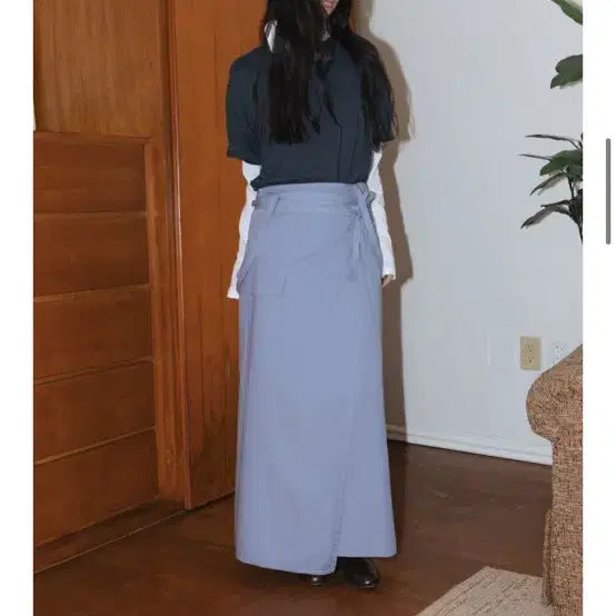 [BUNJANG] MonoHa Wrap Skirt Blue / 모노하 랩 스커트 블루