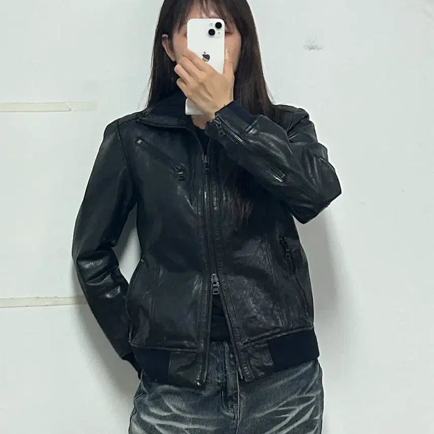 [BUNJANG] LIDAH Leather Zip-Up Jacket Black / lidah 레더 집업 자켓 블랙
