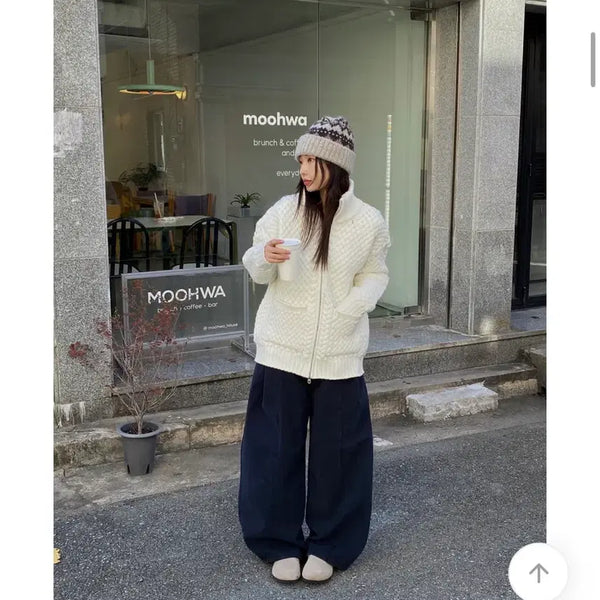 [BUNJANG] MOONS Balloon Fit Cotton Pants Navy / 에이블리 문즈 벌룬핏 코튼 팬츠 네이비