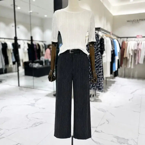 [BUNJANG] MOJO. S. FINE Striped Wide Slacks (Size M) / 모조에스핀 스트라이프 팬츠 66