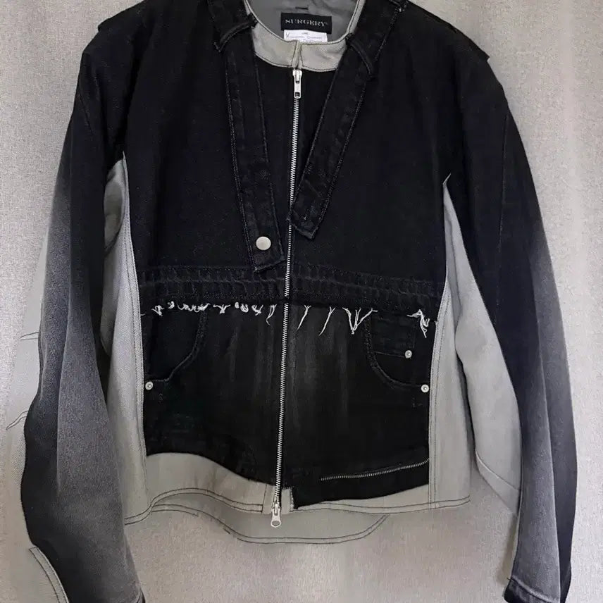 [BUNJANG] Surgery Reworked Denim Jacket Black/Grey Size M / 써저리 SURGERY 데님 자켓 블랙/그레이 M사이즈