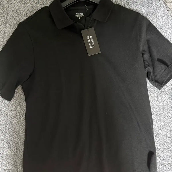 [BUNJANG] Musinsa Standard Black Short-Sleeve Polo T-Shirt / 무신사 스탠다드 블랙 반팔 카라티