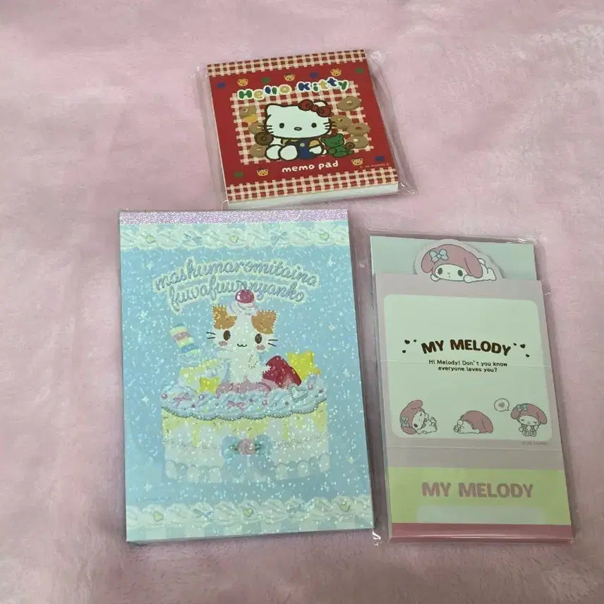 [BUNJANG] Sanrio Hello Kitty & My Melody Cookie Party Memo Pad Set / 산리오 헬로키티 과자파티 메모지 마슈마로 마이멜로디 메모패드