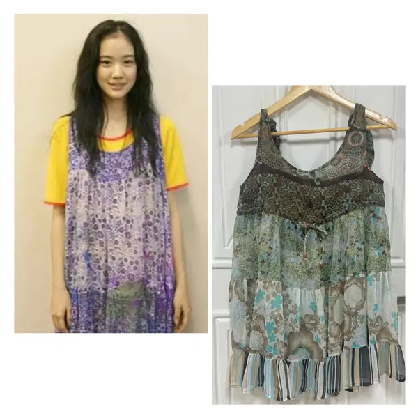 [BUNJANG] Vintage Patchwork Watercolor Dress / 빈티지 패치워크 원피스 하구미 수채화 원피스