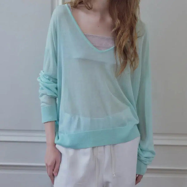 [BUNJANG] Sita V-neck Knit Mint / 씨타 브이넥 니트 민트