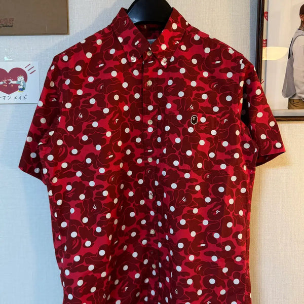 [BUNJANG] BAPE Dot Pattern Short Sleeve Shirt Red M / 베이프 도트 무늬 반팔 셔츠 레드