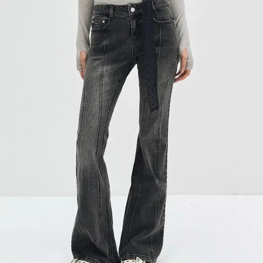 [BUNJANG] DECEIT WOMEN DCWPT011 Bootcut Black Denim Jeans M / 데케트 우먼 DCWPT011 부츠컷 블랙 데님 청바지 M