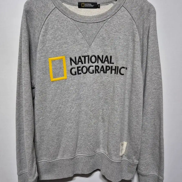[BUNJANG] National Geographic Logo Print Sweatshirt - Grey, Medium / 내셔널지오그래픽 맨투맨 그레이 M