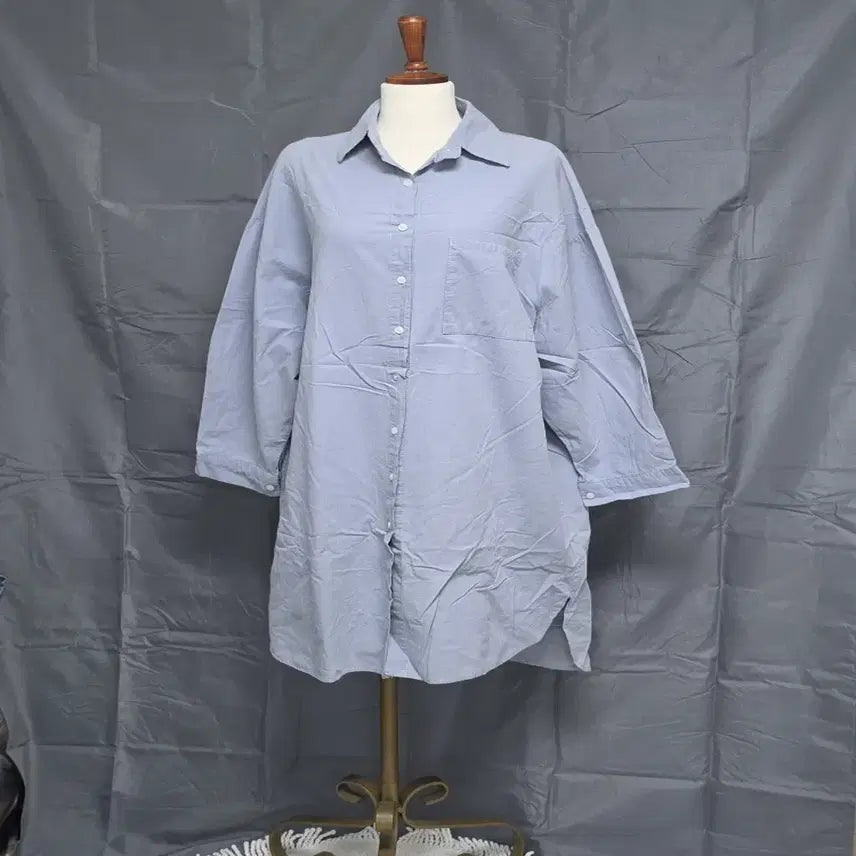 [BUNJANG] Light Blue Loose Fit Shirt Dress / 빅사이즈  소라색 루즈핏 셔츠원피스 F