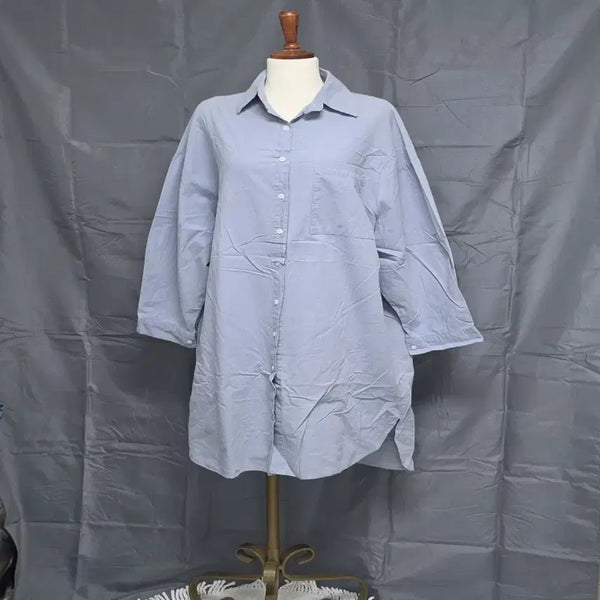 [BUNJANG] Light Blue Loose Fit Shirt Dress / 빅사이즈  소라색 루즈핏 셔츠원피스 F