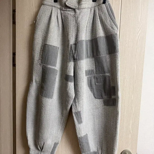 [BUNJANG] Patchwork Wide Jogger Pants (Gray) / 패치워크 와이드 조거 팬츠 (그레이)