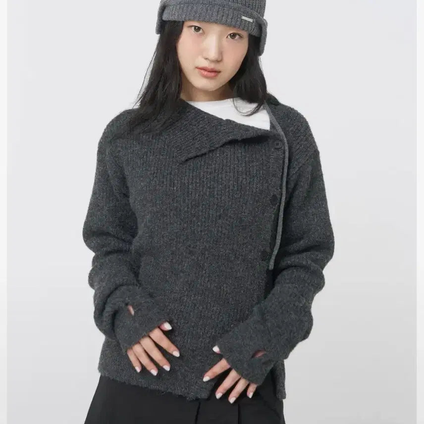 [BUNJANG] MISEKII SEOUL Side Button Knit Charcoal / 미세키서울 사이드 버튼 니트 차콜