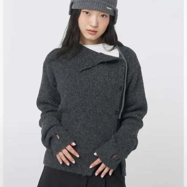 [BUNJANG] MISEKII SEOUL Side Button Knit Charcoal / 미세키서울 사이드 버튼 니트 차콜