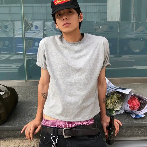[BUNJANG] LEHARE Essential Crop T-Shirt Grey L / 르아르 에센셜 크롭 티셔츠 그레이 L