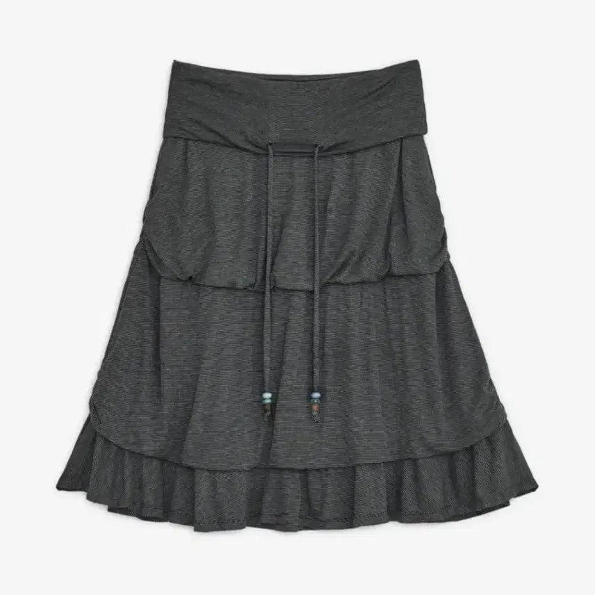 [BUNJANG] Hug Yourskin Striped Flared Midi Skirt (Black) / 허그유어스킨 스트라이프 플레어드 미디 스커트 (블랙)