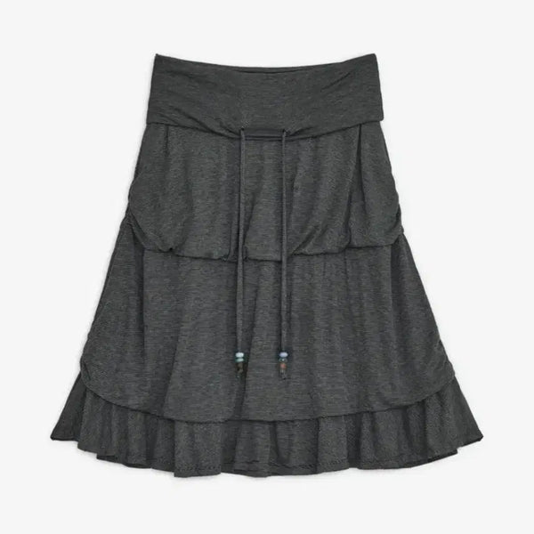 [BUNJANG] Hug Yourskin Striped Flared Midi Skirt (Black) / 허그유어스킨 스트라이프 플레어드 미디 스커트 (블랙)